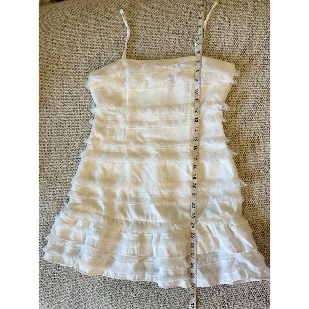 Princess Polly Molina White Solid Fringe Ruffle Mini Dress Sleeveless Zip US 6 - Picture 11 of 12